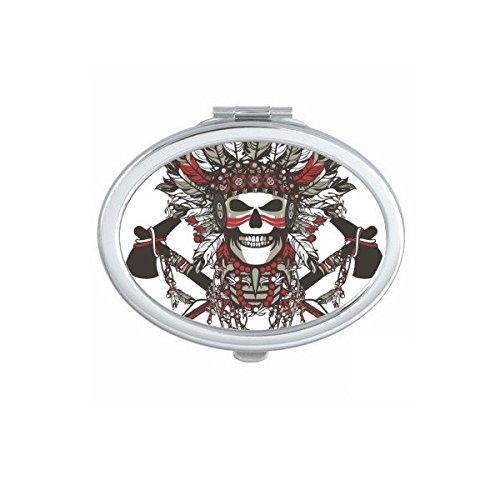 Miroir de poche portable compact motif crâne pirate et plume pour sac à main