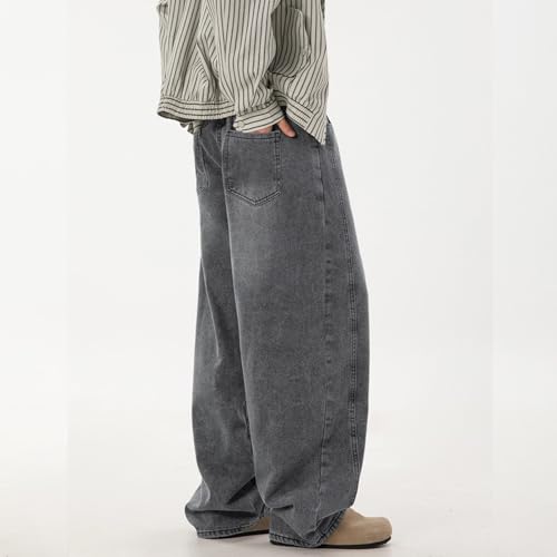 Mens Baggy Jeans Y2k Wide Leg Loose Fit Jeans Streetwear Denim Washed Hip Hop Pants4