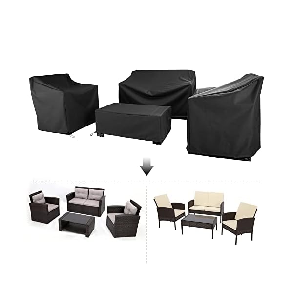 Baner Garden Patio Furniture Covers,Outdoor Furniture Cover Waterproof,Patio Furniture Set Covers for 4 Piece Outdoor Conversation Set,Patio Covers Set (Black) - Image 4