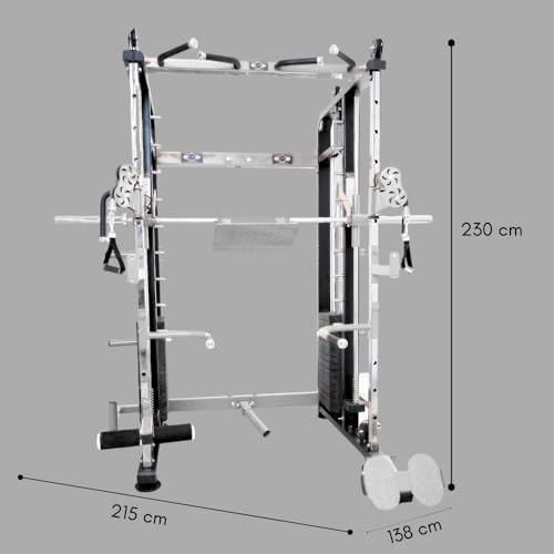 Image of Gym24 Functional Trainer with Smith Machine Home Gym Setup G24FTS501 | Dual 80 kg PVC Weight Stack | Multi Gym with Leg Press Pull Up Dip Bars T Bar Row | Grey Black