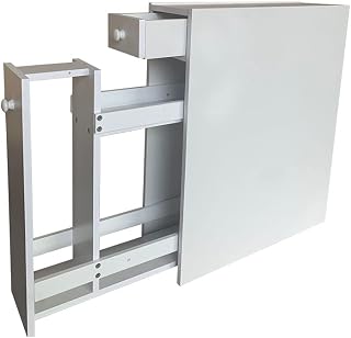 Slim Bathroom Storage Unit - White Slimline Bathroom Cabinet - Narrow & Compact Bathroom Organiser w/Drawer & Slide Out Shelving - Freestanding Shaker Style Storage for Bathroom