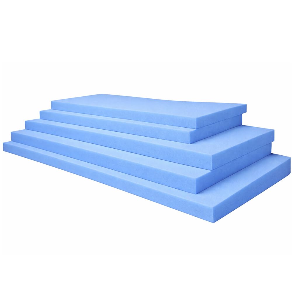Brillars Blue High Density Upholstery Foam Sheet – Cut to Any Size Firm Cushion Foam for Sofa Bench Window Seat Dining Chair Pads, Stool Replacement, DIY Projects & Pet Bed Padding (61 x 61 x 10 cm)