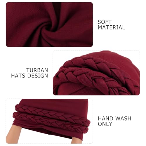 Image of DRESHOW African Women Turban Caps Cotton Beanie Twist Headscarf Pre-Tied Double Twisted Braids Wrap Hat Chemo Cancer Cap