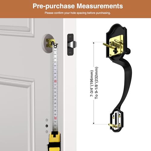 Image of Brightify Black Front Door Handle No Lock, Classic Exterior Door Handle, Entry Door Handle Reversible for Left & Right Hand Doors
