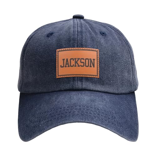 Custom Name Toddler Baseball Cap, Personalized Boys Girls Cotton Hat, Leather Patch Trucker Hat for Kids Adults