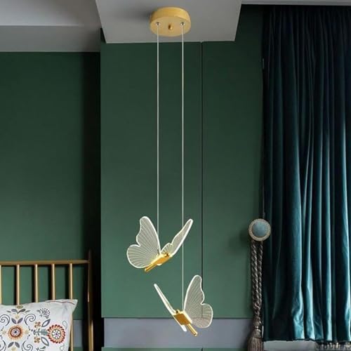 Lustre de luxe pour escalier de villa - Plafonnier long papillon rotatif style bijou haut de gamme