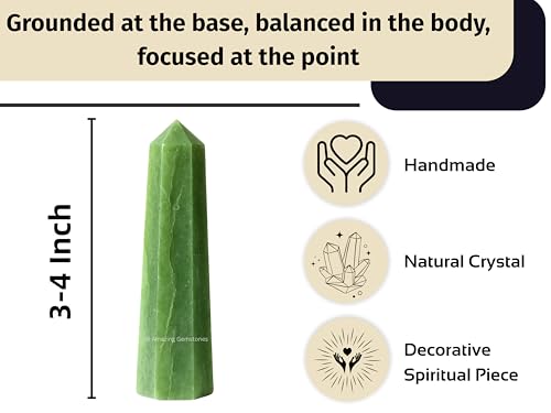 Image of Amazing Gemstone Green Aventurine Crystal Towers - Natural Healing Crystal Point Obelisk for Reiki Healing and Crystal Grid (3 inch to 4 inch INCH)