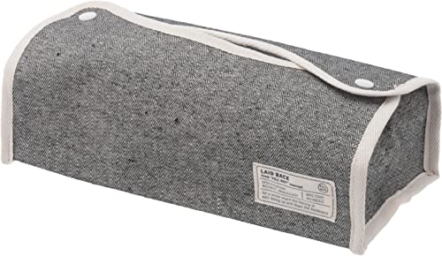 不二貿易(Fujiboeki) ティッシュケース カバー 幅27.5×奥行11×高さ6.5cm ブラック レギュラーサイズ対応 吊り下げ可能 ヘリンボーン LAID BACK 27627