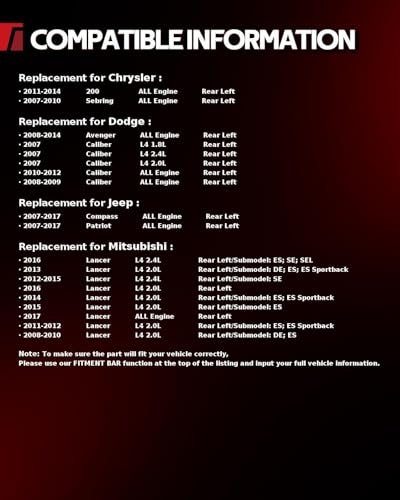Image of Torchbeam Rear Brake Caliper Left for Jeep 2007-2017 Patriot, Jeep 2007-2017 Compass, Dodge 2008-2014 Avenger, Rear Left Caliper Replace # 18B5039