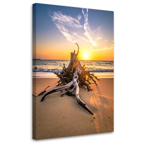 Feeby - Impression sur Toile - Tableaux Decoratifs Muraux - Plage mer paysage coucher de soleil - 20x30 1partie - Decoration Salon - Photo sur toile Cadeau -...