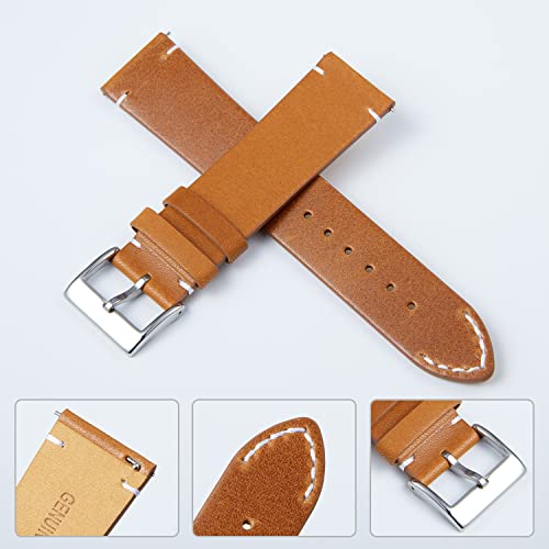Binlun Quick Release Leather Watch Bands Replacement Genuine Leather Watch Strap 12Mm 14Mm 16Mm 18Mm 20Mm 22Mm Or 24Mm For Men And Women Black/Brown/Light Brown/Orange #TOP2