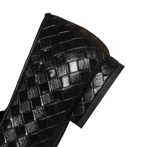 TinaCus Handmade Women's Genuine Leather Weave Buckle Square Toe Mary Jane Flats3