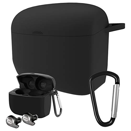Geekria Silicone Cover for Jabra Elite Active 65t Case, Elite 65 Wireless Sports Earbuds, Jabra Elite65t, Elite65 Protective Charging Case Cover (Black)
