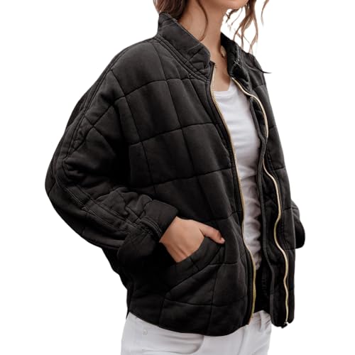 Lightweight Quilted Jackets for Women Puffer Jacket Zip Up Dolman Puffy Coat Oversized Casual Fall Winter Outfits3