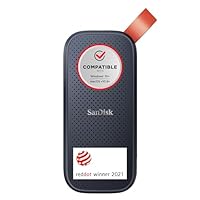 SANDISK Portable SSD 1 TB (externe SSD 2,5 Zoll, bis zu 800 MB/s Lesen, robustes Laufwerk bis zu 2 m, robuste Befestigungsschlaufe aus strapazierfähigem Gummi) Schwarz
