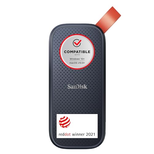 SanDisk Portable SSD 1 TB (externe SSD 2,5 Zoll, bis zu 800 MB/s Lesen, robustes Laufwerk bis zu 2 m, robuste Befestigungsschlaufe aus strapazierfähigem Gummi) Schwarz