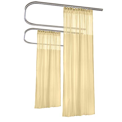 TWOPAGES 8ft Wide x 8ft Tall Flame Retardant Divider Curtains Privacy Cubicle Curtain with Flexible Flat Hook (1 Panel,Beige Yellow)