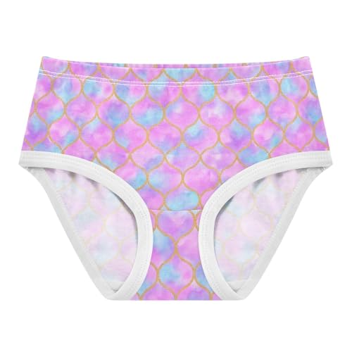 Joisal Watercolor Mermaid Scales Pink Cute Panties Girl Girls Underwear Toddlers Cotton Cartoon Kids Briefs Undies 2t