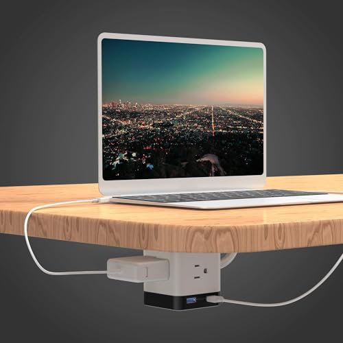 BESTEK Vertical Cube Power Strip with Mountable Detachable Base 5' Extension Cord (MRJ3006-BK)