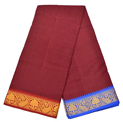 Image of TUNI MANI Men's Panchakacham Dhoti with Angavasthram Towel, Jari Border, 100% Cotton, Size: 9 X 5 (4.0mtr Dhoti, 2.25mtr Towel) (Unstitched)