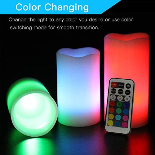 NOVELTY PLACE Flameless Candles with Remote, [Real Flickering & Real Ivory Color] Battery Powered LED Pillars Candle with Remote Control and Timer Function - 12 Preset Multi Colors