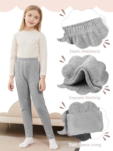 Girls Fleece Lined Leggings Cotton Kids Winter Warm Leggings Thick