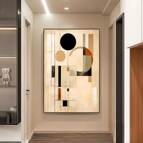 Peinture salon abstrait geometrique surdimensionne pour rechauffer votre mur