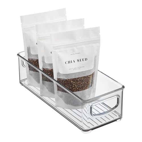 iDesign Stackable Storage Bin with Handles for Pantry, Fridge, or Freezer, Clear, Made in USA