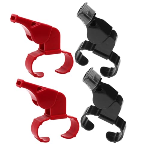 Set de 4 silbatos plásticos dual tono con anillo miniatura 1