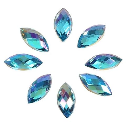 500 Stück Strass, Crystal Acryl Flatback Strass, Pferd Auge Form Glänzend Oval Phantasie Sewing Perlen 7 × 15 mm Cover