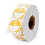 Cheese Food Labels 1000 pcs | 1' Dot Blank Sticker Labels to Write On for Party Buffet, Delis, Sandwich Shops, Food Containers