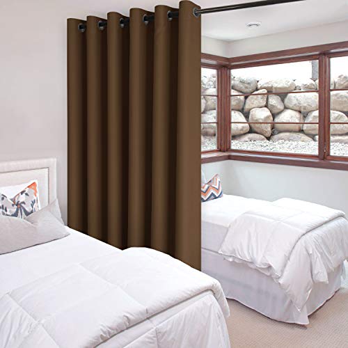 Image of DWCN Total Privacy Room Divider Blackout Curtain - Thermal Curtains for Patio Door, Living Room, Bedroom Partition and Shared Office Space, 1 Grommet Curtain Panel, 8.3ft Wide x 7ft Tall, Brown