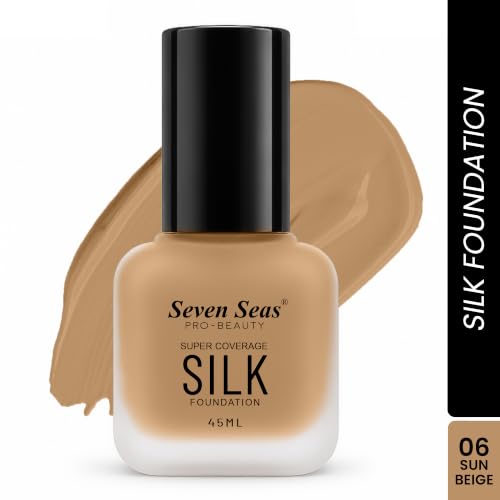 Image of Seven Seas Super Coverage Silk Foundation 45ml Matte Liquid Foundation for Women - Buildable Coverage, Lightweight Formula, Long Lasting Makeup, Silky Smooth Finish(Sun Beige)