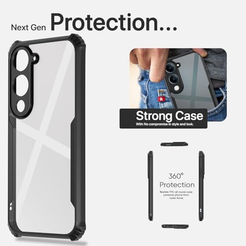 Image of Pikkme Back Cover for iQoo Z10 lite 5G / Vivo T4 lite 5G / Y19 5G / Y19e / Y04 4G / Y29s 5G | Ultra Hyrbid | Full Camera Protection | Raised Edge | Crystal Clear Transparent Bumper Case (Black)