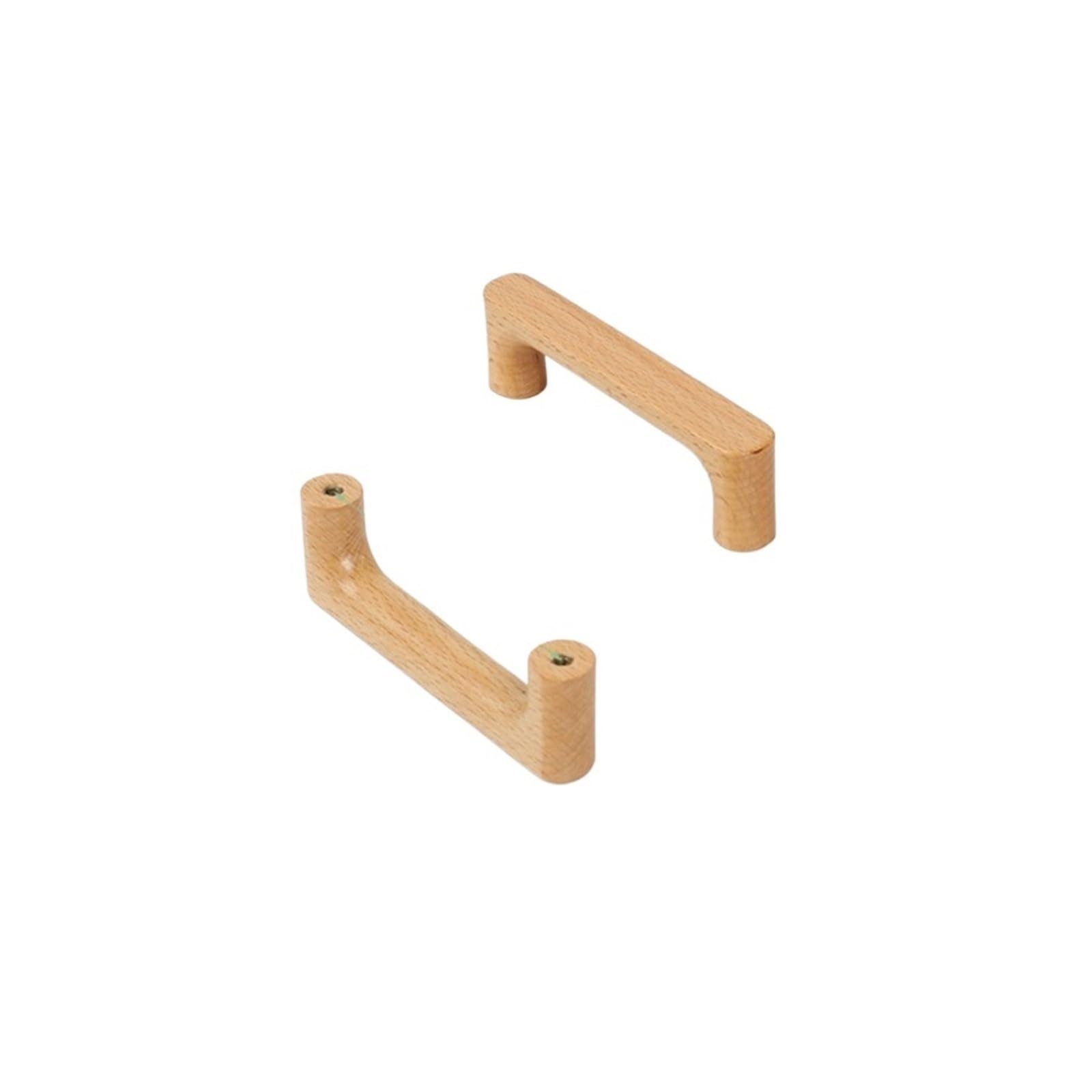 LADFRTYU Wooden Handles 2pcs Wood Cabinet Handle Solid Wooden Kitchen Door Dresser Wardrobe Knobs Cupboard Drawer Pull Furniture Handles(Beech-C96mm)