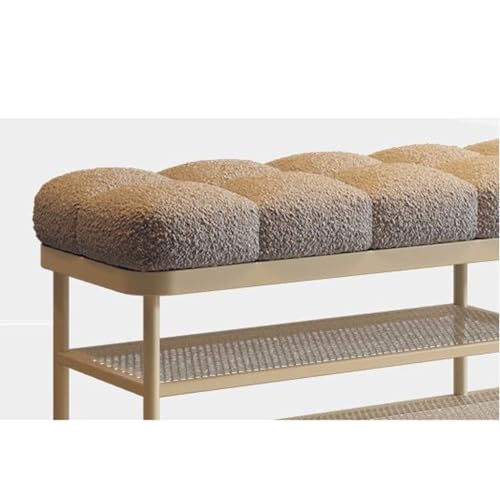 Taburete de almacenamiento con cojín suave y banco para zapatos rectangular de entrada ordenada 5