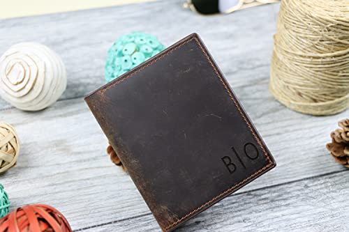 Personalized Leather TRIFOLD WALLET, Bifold ID Holder, Cash Wallet, Monogrammed Gift For Him, Add Initial Name and Text2
