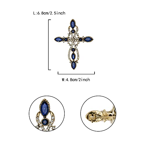 Image of Flyonce Cross Brooch for Women, Rhinestone Crystal Vintage Style Celtic Knot Riligious Christian Lapel Pin