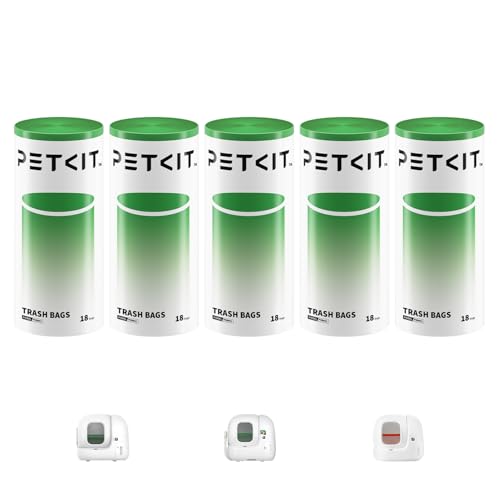 PETKIT Replacement Trash Bag Waste Bag for PuraMax 2/PUROBOT Max Pro Automatic Cat Litter Box-5 Rolls (5 Roll(90 count))