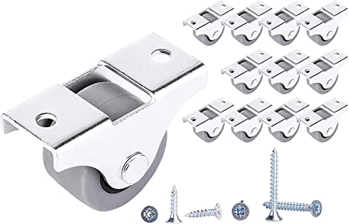 Lot de 12 petites roulettes en caoutchouc 25 mm pour meubles, non pivotantes, sans plastique, pour appareils et équipements