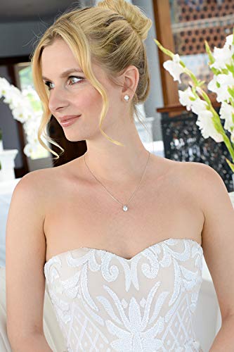 Mariell Platinum Plated Cubic Zirconia Jewelry Set - 2Cwt Round Pendant With Matching Clip-On Earrings #TOP2