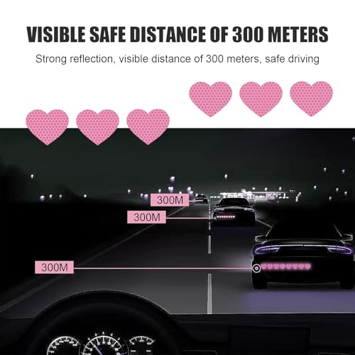 Image of 10 PCS Car PVC Heart Sticker, Reflective Crystal Color Grid Design Tailgate Body Scratch Decorative Car Sticker, Self-Adhesive Accessory, Suitable for Most Cars (Pink)