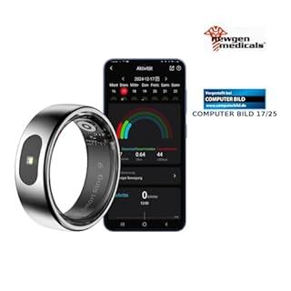 Newgen Medicals Fitness-Ring für Damen: Fitnesstracker-Ring, Touch-Bedienung, Herzfrequenz, SpO2, 5 ATM, Gr.57 (Fitness mit App-Steuerung, Wellness-Tracker, Smartwatch)