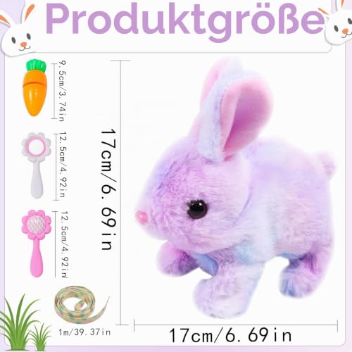 Hüpfendes Kaninchen Spielzeug, Hasen Kuscheltiere Klein, Interaktives