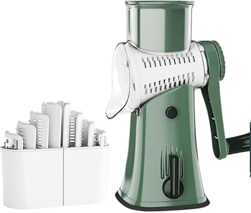 AZIEBAY5 種類ブレード付属手動多機能野菜スライサーセット 厚み調節式 千切り・みじん切り・おろし対応 大根・人参・チーズ用 チーズグレーター兼用 調理器セット