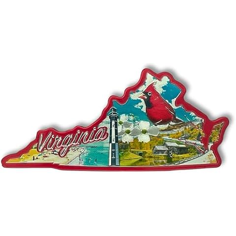 Virginia Metallic Souvenir Magnet, Cardinal and Lighthouse, 2.5-Inch Cover