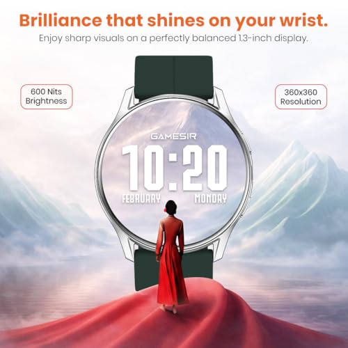 Image of GameSir Evo Vista Smartwatch, 1.39 inch HD Round Display, Bluetooth Calling, Heart Rate & SPO₂, 100+ Sports Modes, IP67, Long Battery Life for Men & Women (Magnatic Green)