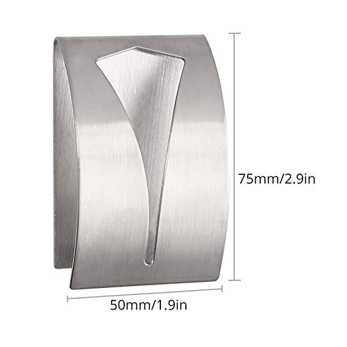 Justech 4Pcs Towel Racks Self Adhesive Towel Grabbers Stainless Steel Kitchen Dish Towel Hook Rack Wall Mount Push Tea Towel Holders No Drilling Towel Hangers For Bathroom Kitchen - Silver #TOP2