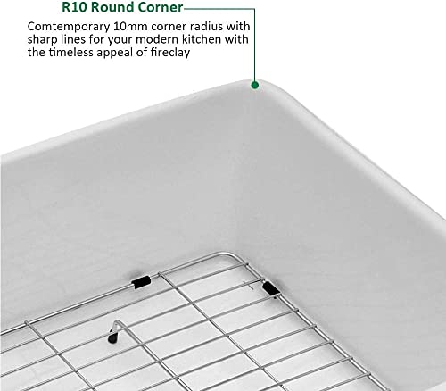 33 White Farmhouse Sink - Sarlai 33 Inch Kitchen Sink Apron Front Ceramic Porcelain Vitreous Fireclay Single Bowl Farmer Sink Basin #TOP4