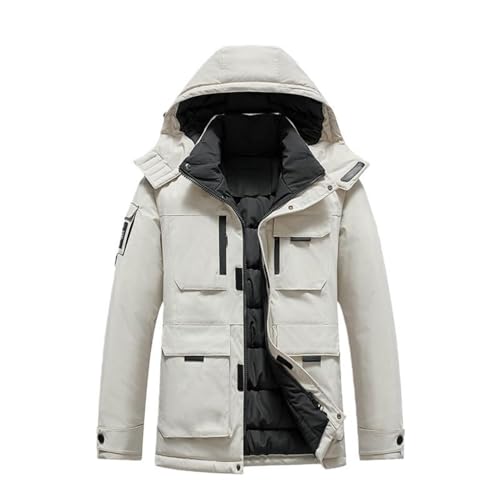 Veste d'hiver homme à capuche doublée parka chaude et imperméable multipoches